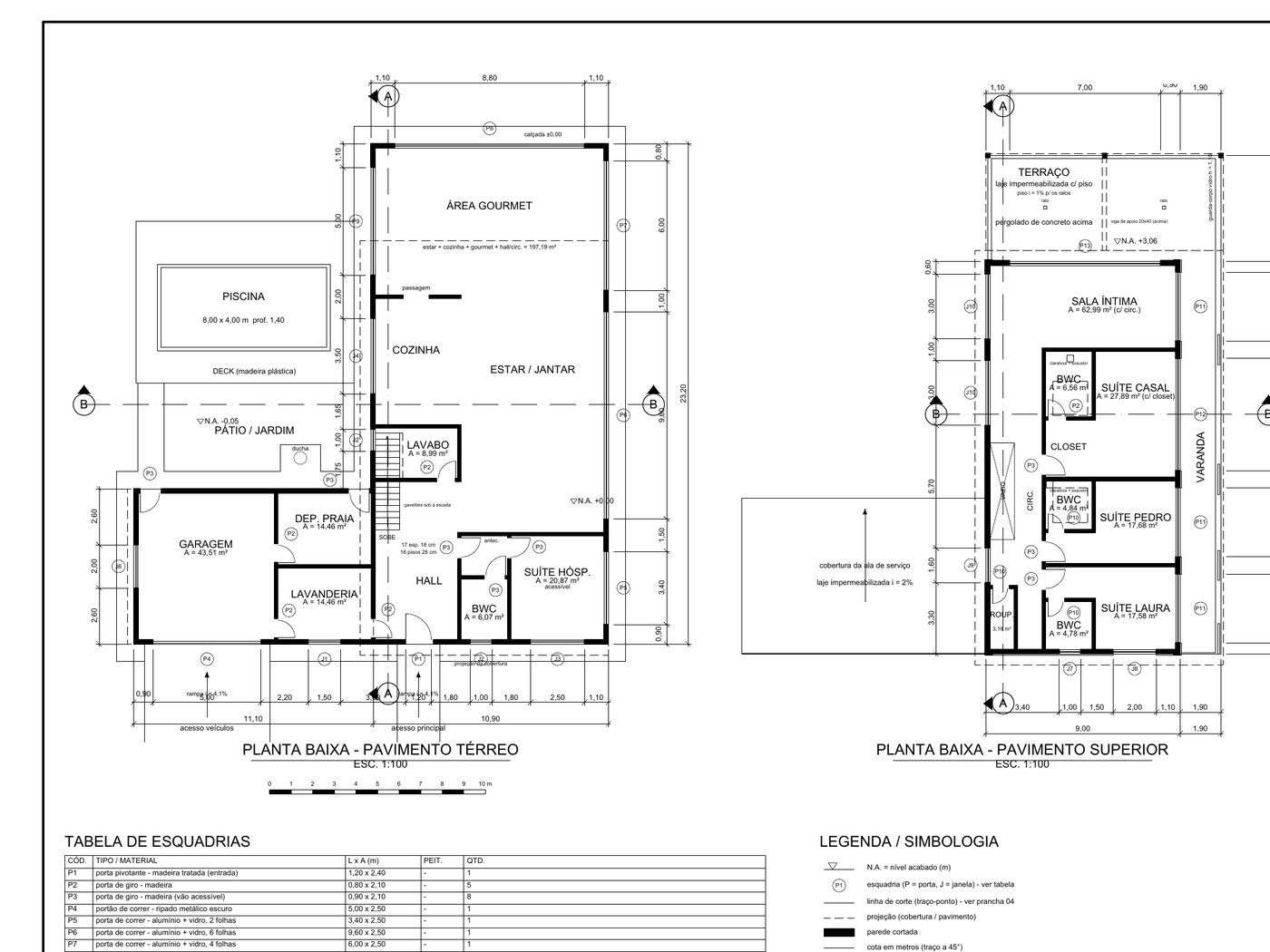 Planta baixa cotada desenhada no AutoCAD por comando